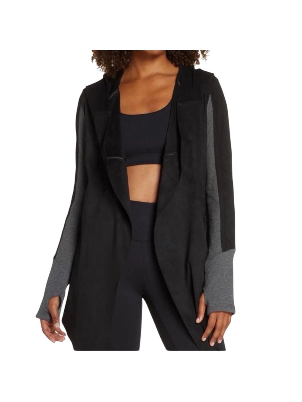 Blanc Noir Hooded Draped Cardigan Jacket XS Goth Avant Garde Black